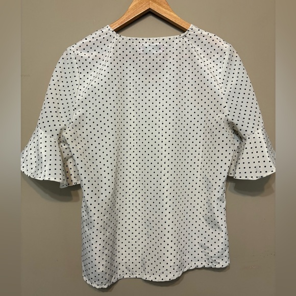 LUCKY CHARM Polka Dot Ruffle Sleeve V-Neck Top - Picture 4 of 5